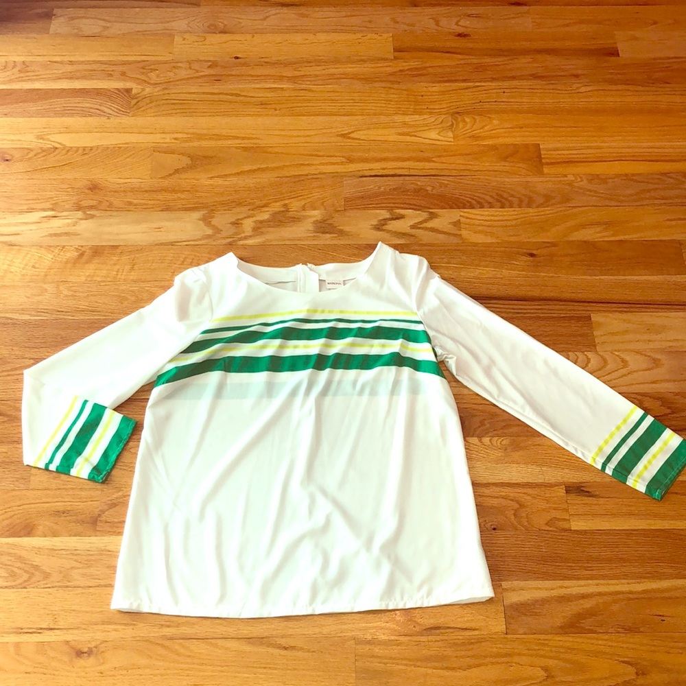 Cream blouse with green stripe